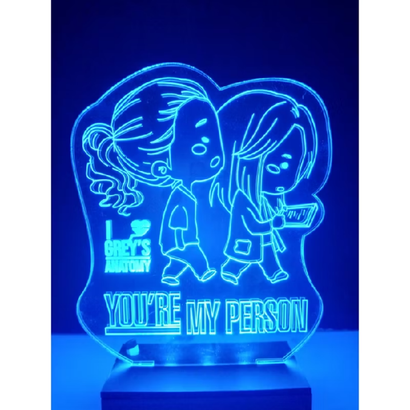 Luminária Abajur Led Eu Amo Grey's Anatomy You're My Person RGB 16 cores com controle remoto