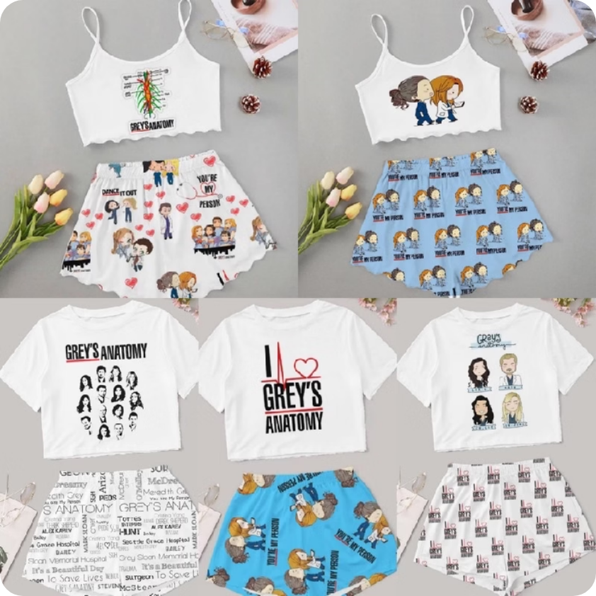 Pijama série GREYS ANATOMY Baby doll Personalizado Fotos